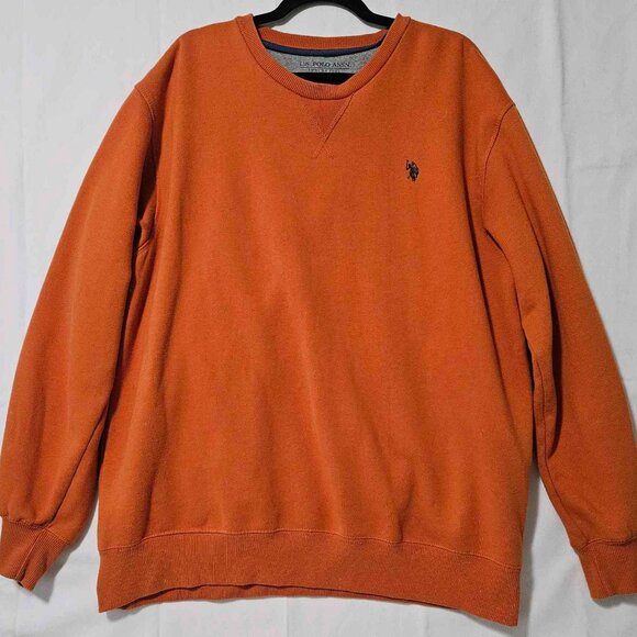 U.S. Polo Assn. Burnt Orange Crewneck Sweatshirt – Classic Casual Pullover - Picture 1 of 3